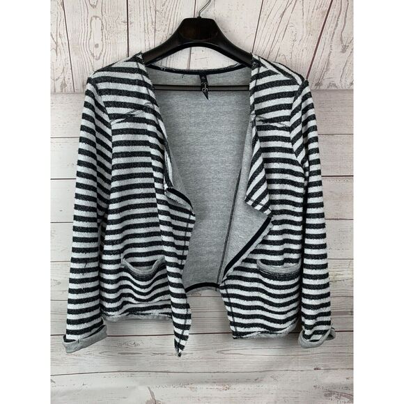 Jessica Simpson Sweater Womens medium‎ Black/Gray Cardigan Open Front - Picture 1 of 4